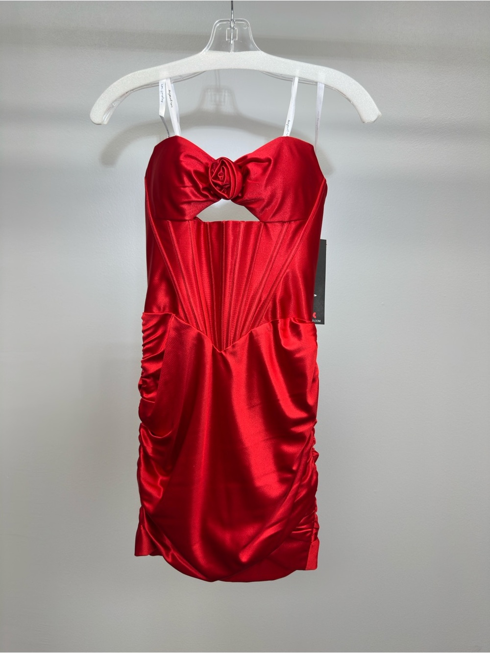 Red Rose Knot Satin Mini Dress